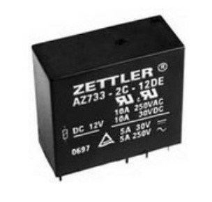 Relé mecânico elétrico DPDT 10A 12VDC 650Ohm de AZ733-2C-12D ZETTLER através do furo